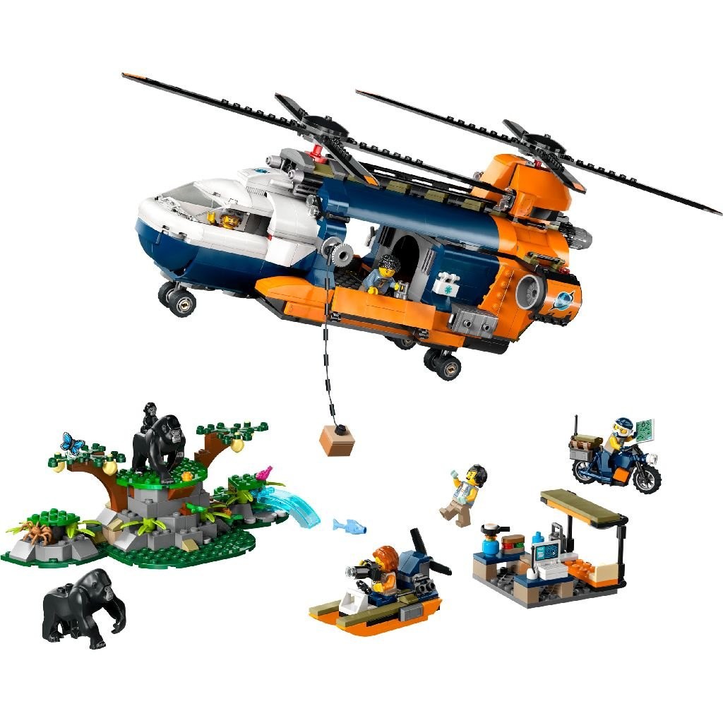 LEGO CITY ELICOPTERUL UNUI EXPLORATOR AL JUNGLEI LA TABARA DE BAZA 60437 - imagine 2