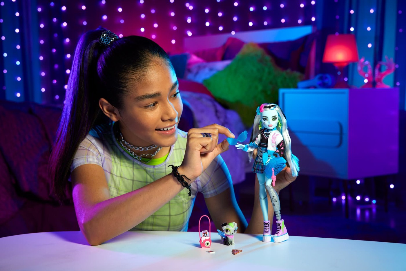 MONSTER HIGH PAPUSA FRANKIE STEIN CU ANIMALUT SI ACCESORII - imagine 3