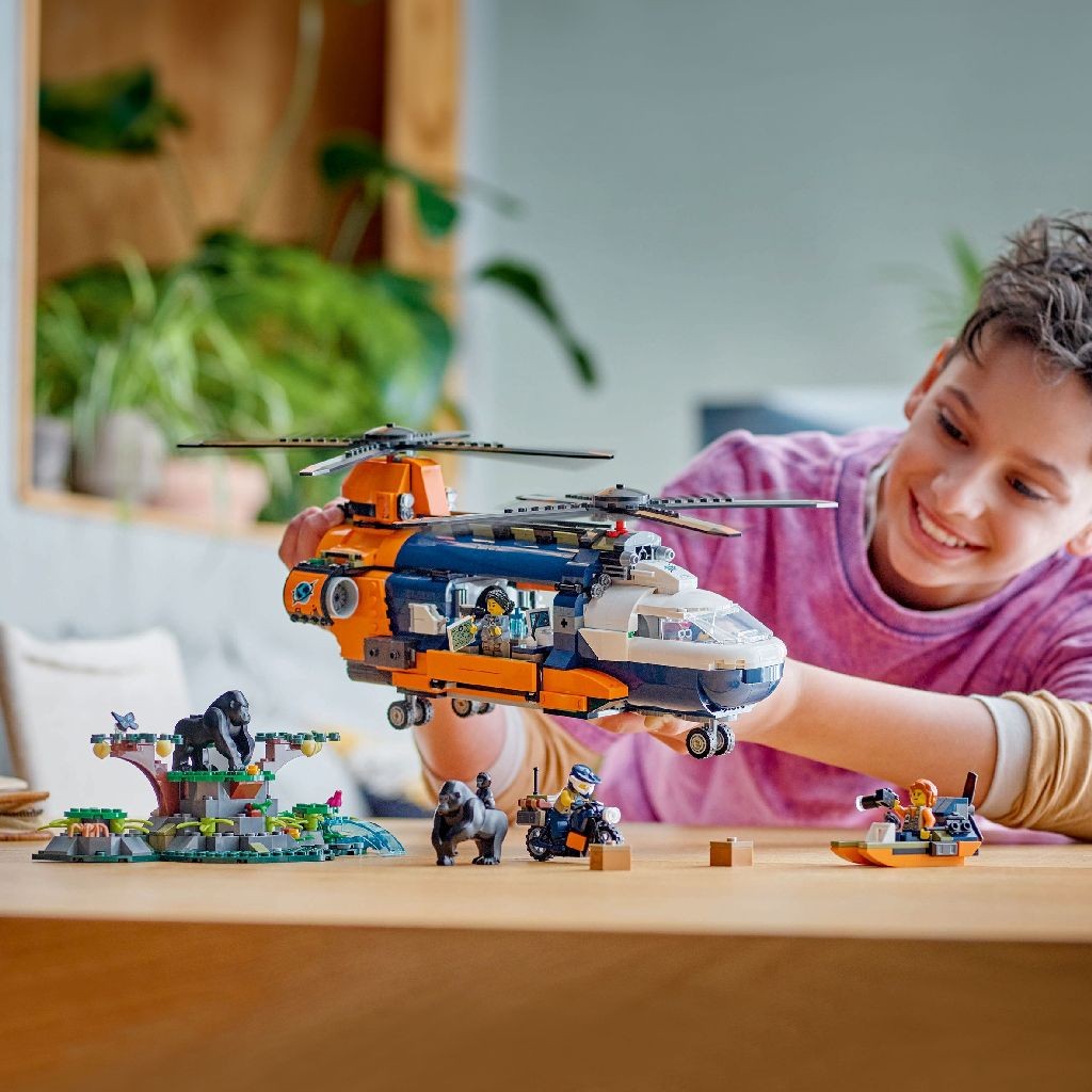 LEGO CITY ELICOPTERUL UNUI EXPLORATOR AL JUNGLEI LA TABARA DE BAZA 60437 - imagine 4