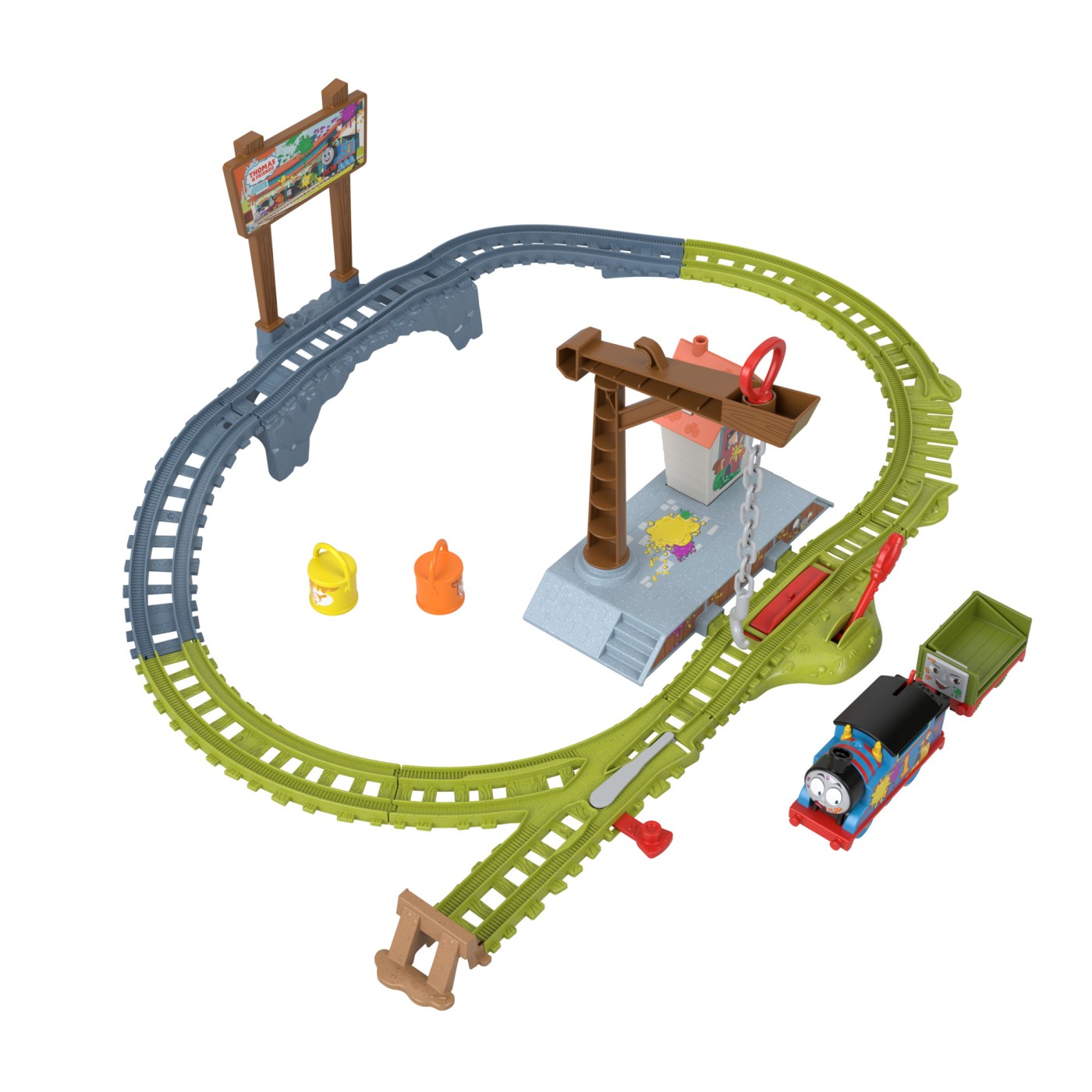 THOMAS SET DE JOACA CU LOCOMOTIVA MOTORIZATA THOMAS LIVREAZA VOPSEAUA - imagine 4