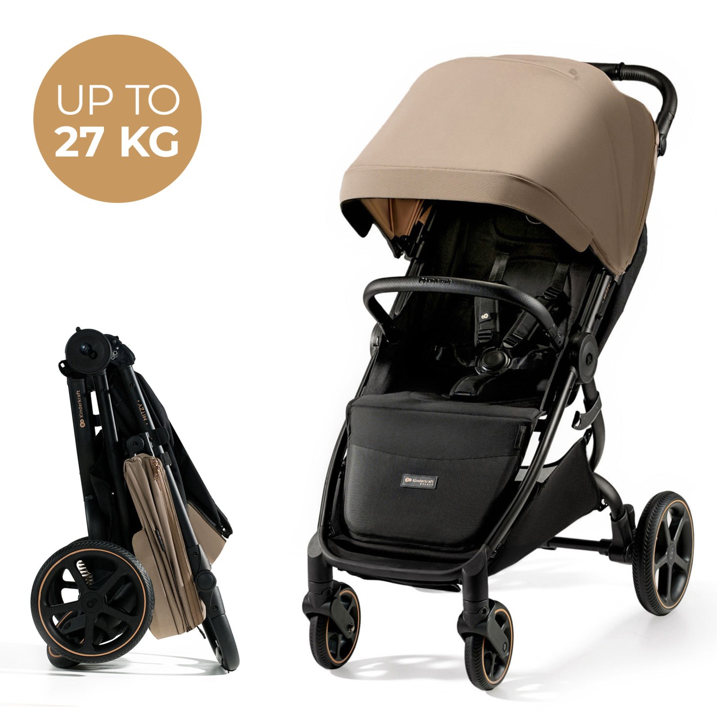 CARUCIOR SPORT, ULTRA COMPACT, KINDERKRAFT MITZY, 0-22 KG, LINEN BEIGE - imagine 5