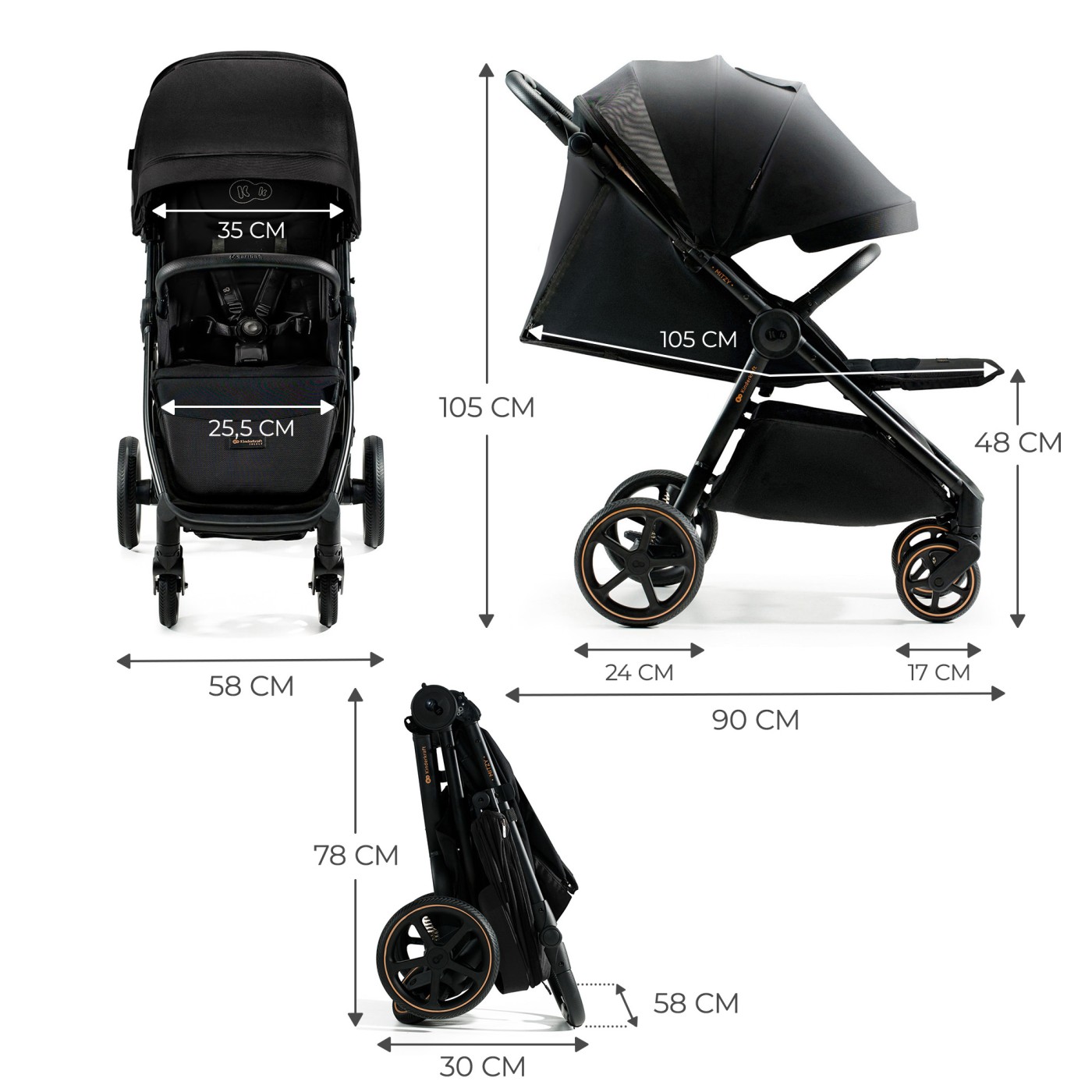 CARUCIOR SPORT, ULTRA COMPACT, KINDERKRAFT MITZY, 0-22 KG, BLACK INK - imagine 6