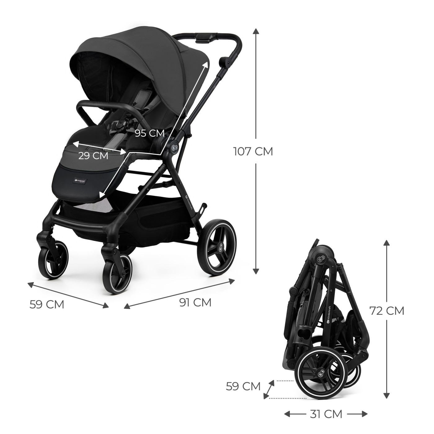 CARUCIOR SPORT KINDERKRAFT YOXI, GREY - imagine 6