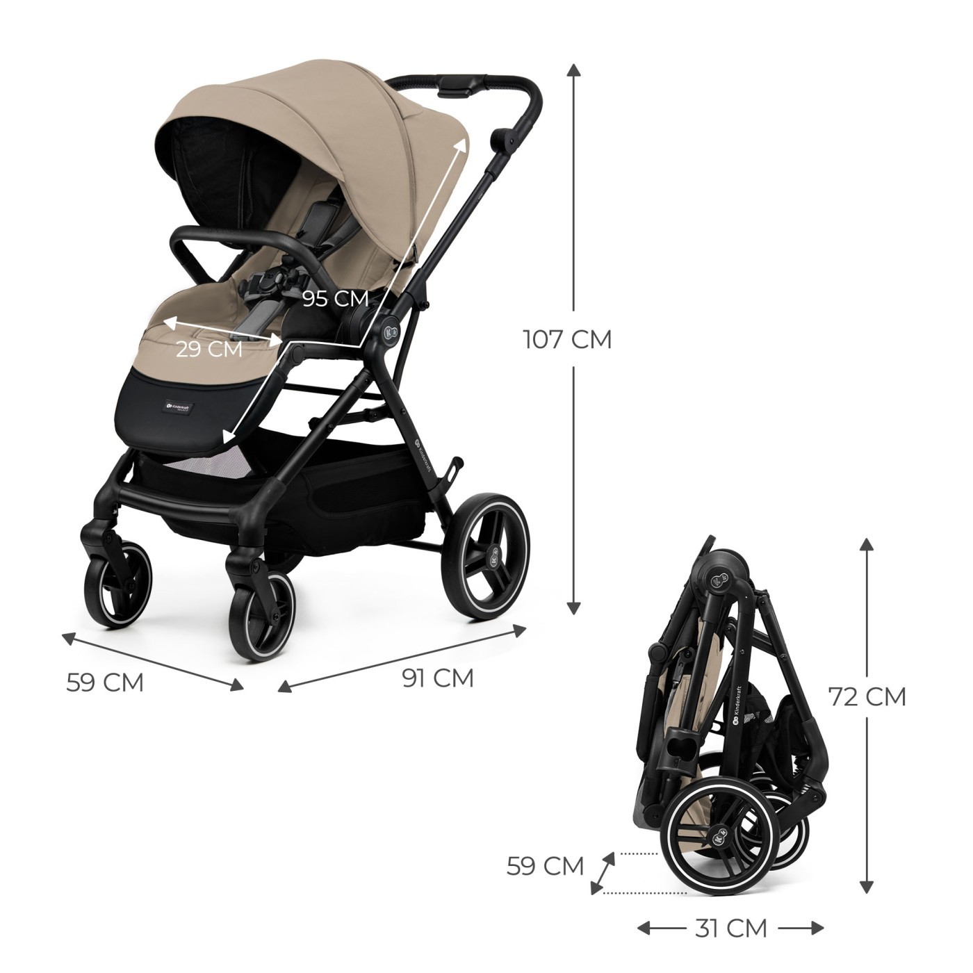 CARUCIOR SPORT KINDERKRAFT YOXI, BEIGE - imagine 6