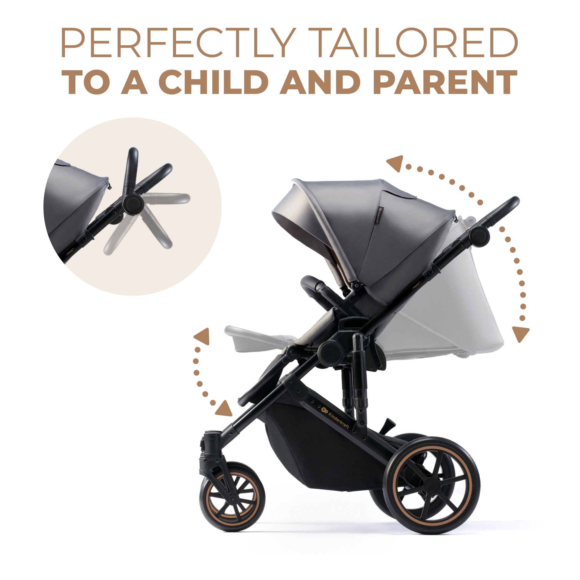 CARUCIOR 2IN1 KINDERKRAFT PRIME 2, SHADOW GREY - imagine 7