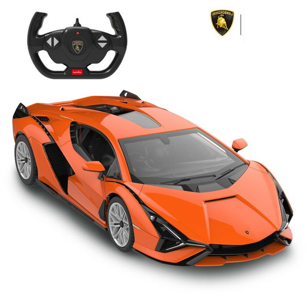 MASINA CU TELECOMANDA LAMBORGHINI SIAN PORTOCALIU CU SCARA 1 LA 14