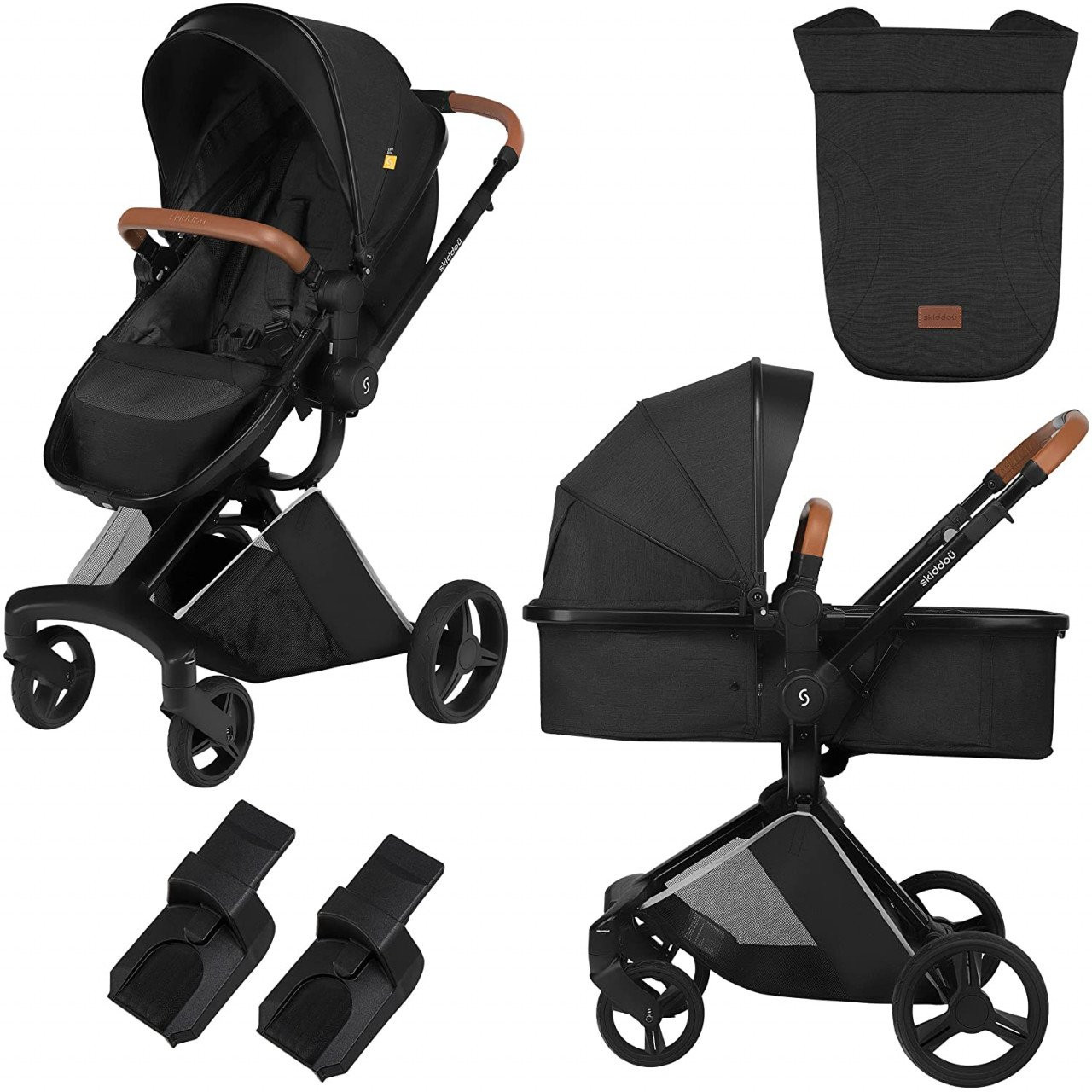 Carucior transformabil 2 in 1 Skiddou Nasjo Onyx, Negru Carucior transformabil 2 in 1 Skiddou Nasjo Onyx, Negru