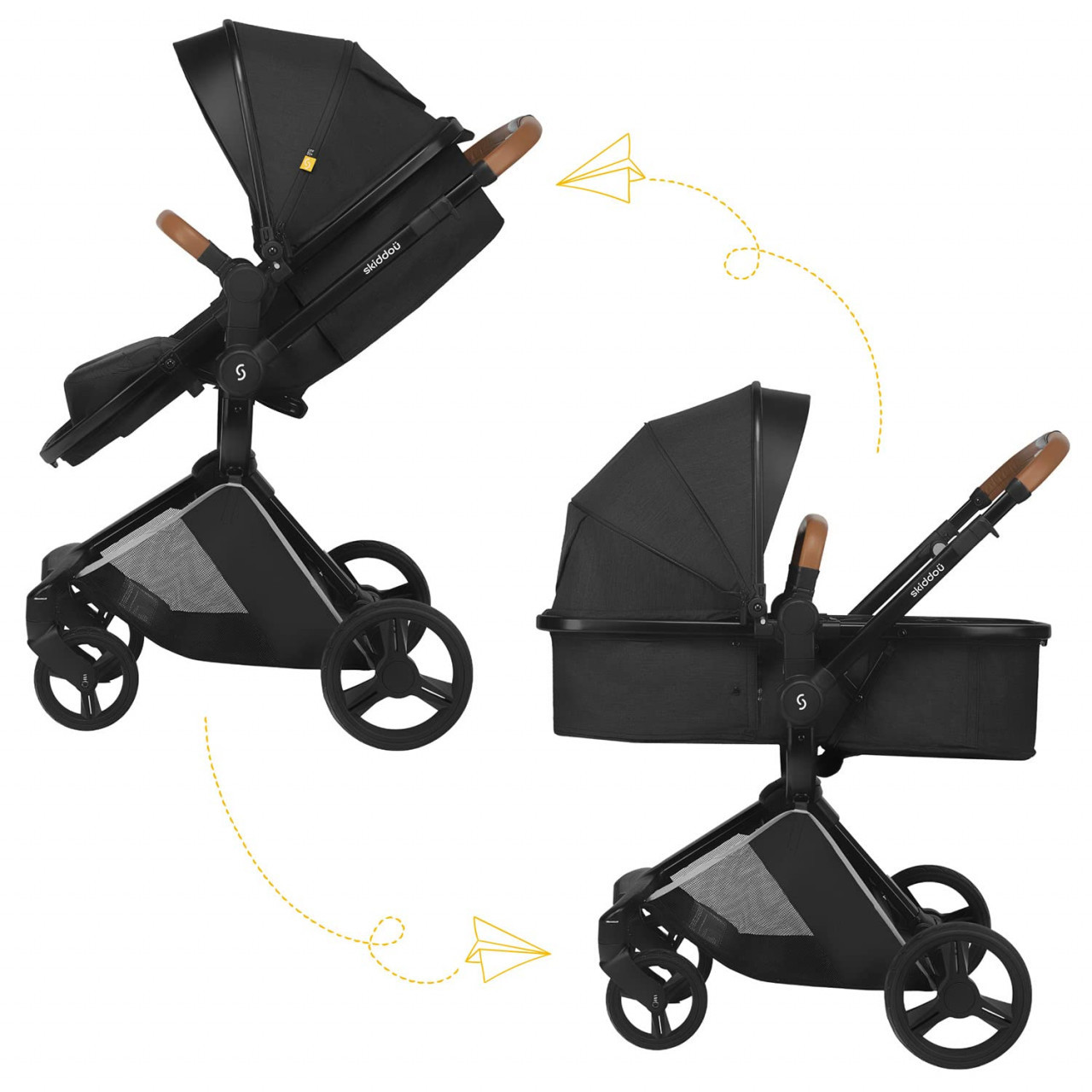 Carucior transformabil 2 in 1 Skiddou Nasjo Onyx, Negru - imagine 5