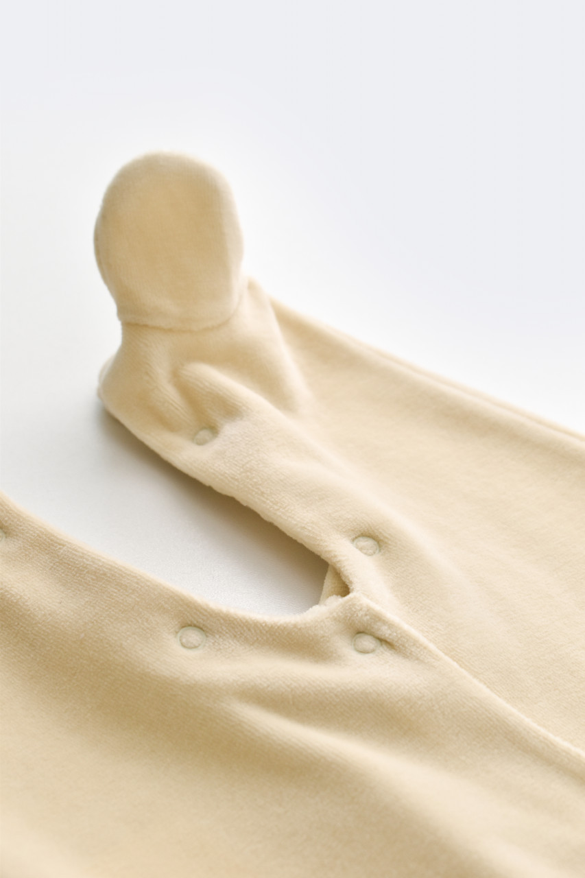 Set Broscuta cu salopeta si body din 80%bumbac organic si 20% poliester - Crem, BabyCosy - imagine 7