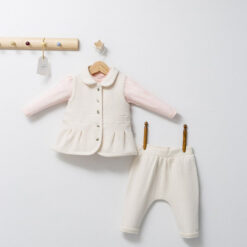 Set 3 piese: pantaloni, bluzita si vestuta eleganta pentru bebelusi Paris Love, Tongs baby