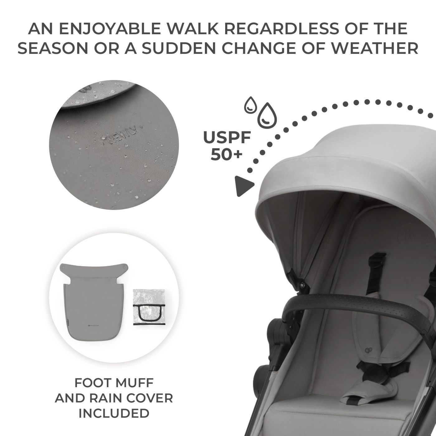 CARUCIOR KINDERKRAFT NEWLY, 3 IN 1, LIGHT GREY - imagine 3