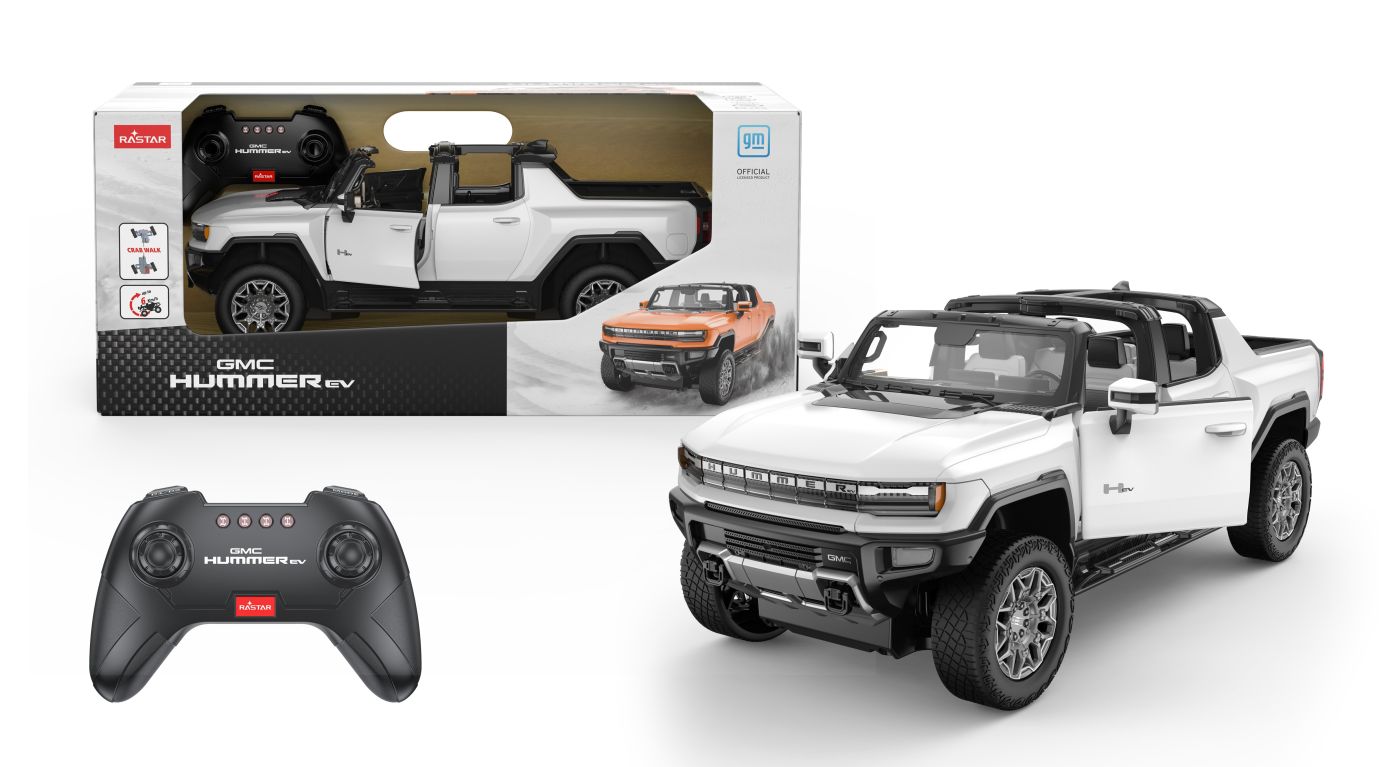 MASINA CU TELECOMANDA GMC HUMMER EV ALB SCARA 1 LA 16 MASINA CU TELECOMANDA GMC HUMMER EV ALB SCARA 1 LA 16