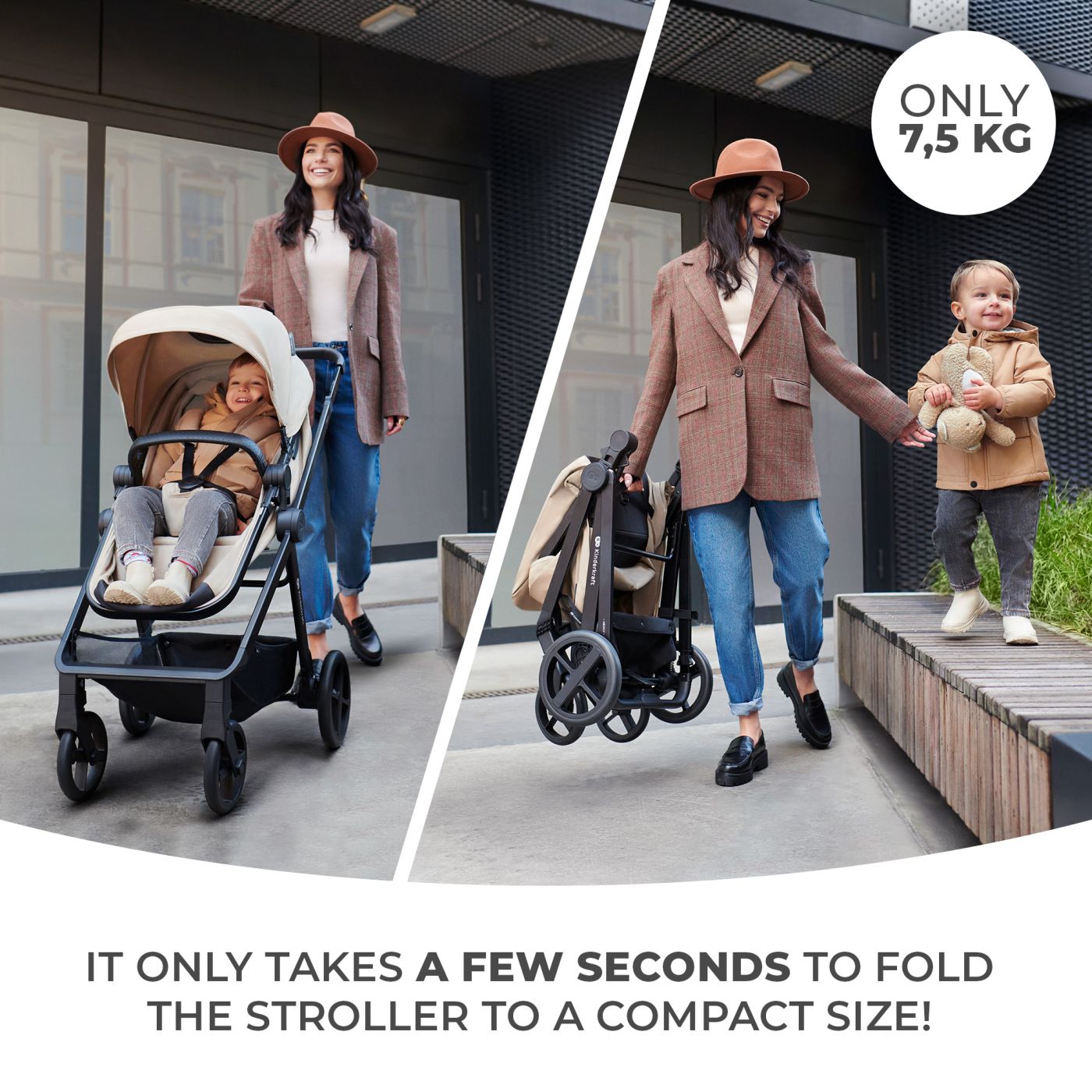 CARUCIOR KINDERKRAFT NEWLY, 3 IN 1, BEJ - imagine 5
