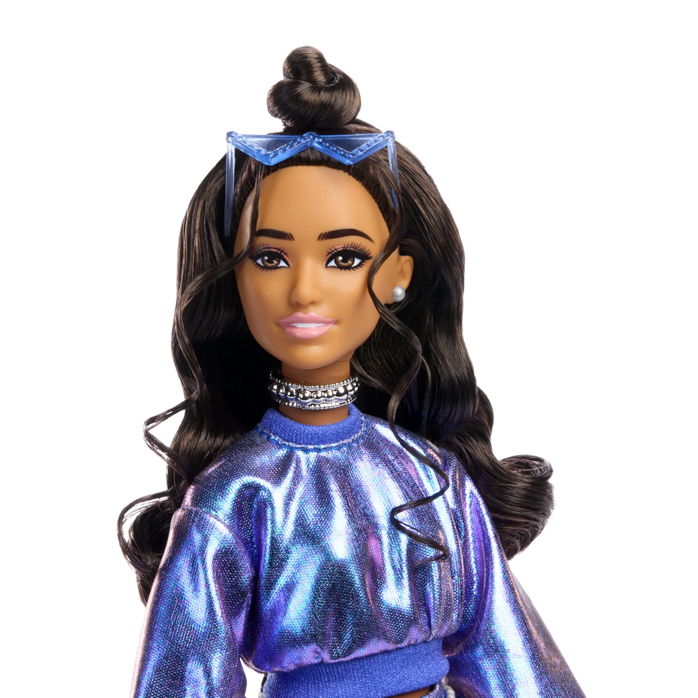 BARBIE DELUXE STYLE PAPUSA BARBIE ROCHIE ALBASTRU METALIZAT - imagine 3