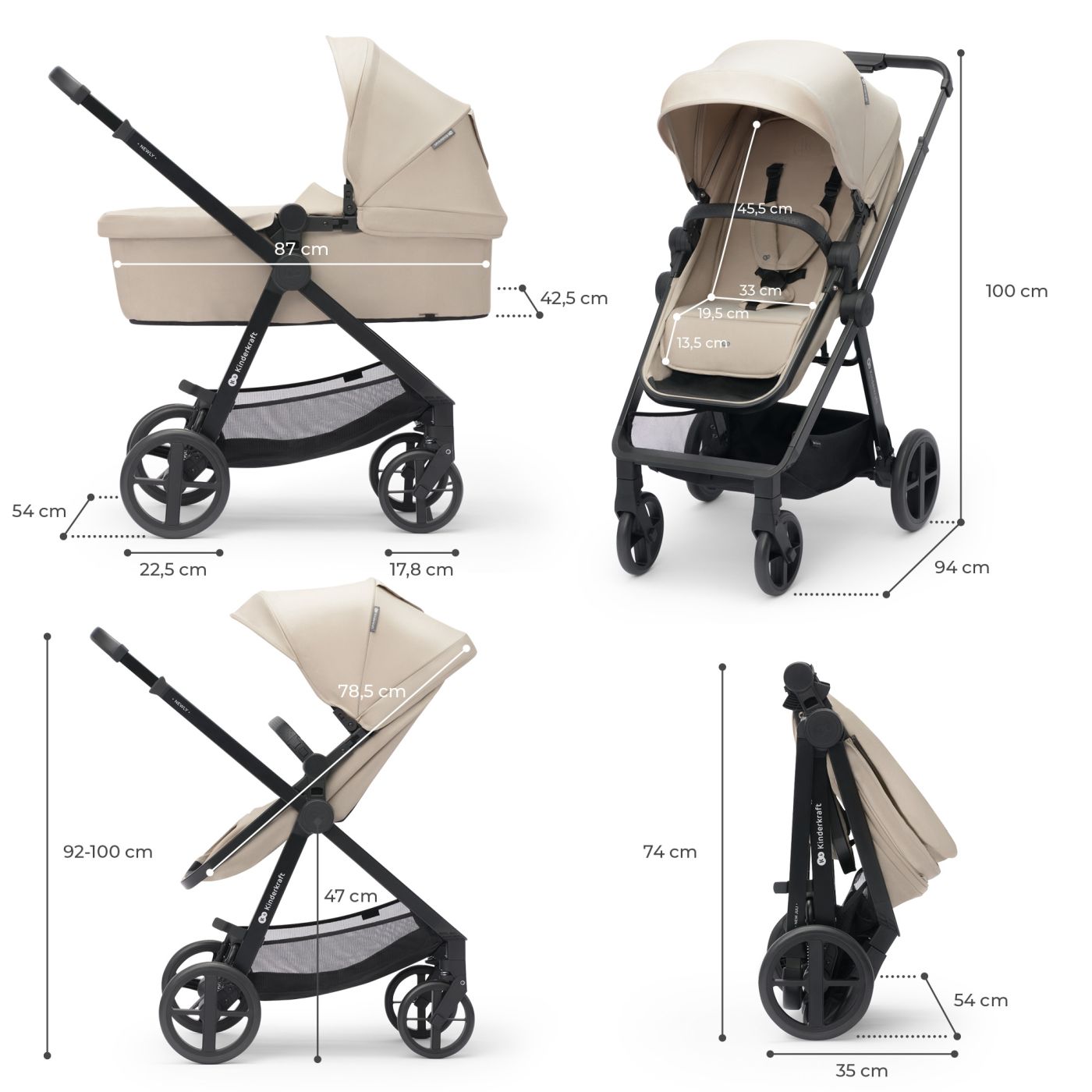 CARUCIOR KINDERKRAFT NEWLY, 3 IN 1, BEJ - imagine 7