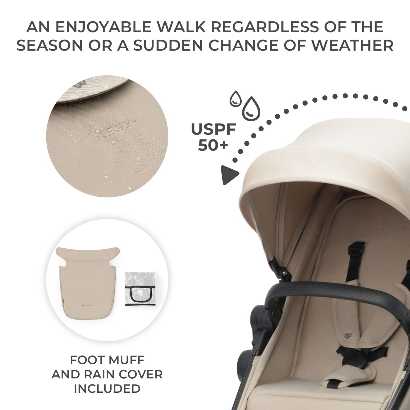 CARUCIOR KINDERKRAFT NEWLY, 3 IN 1, BEJ - imagine 10