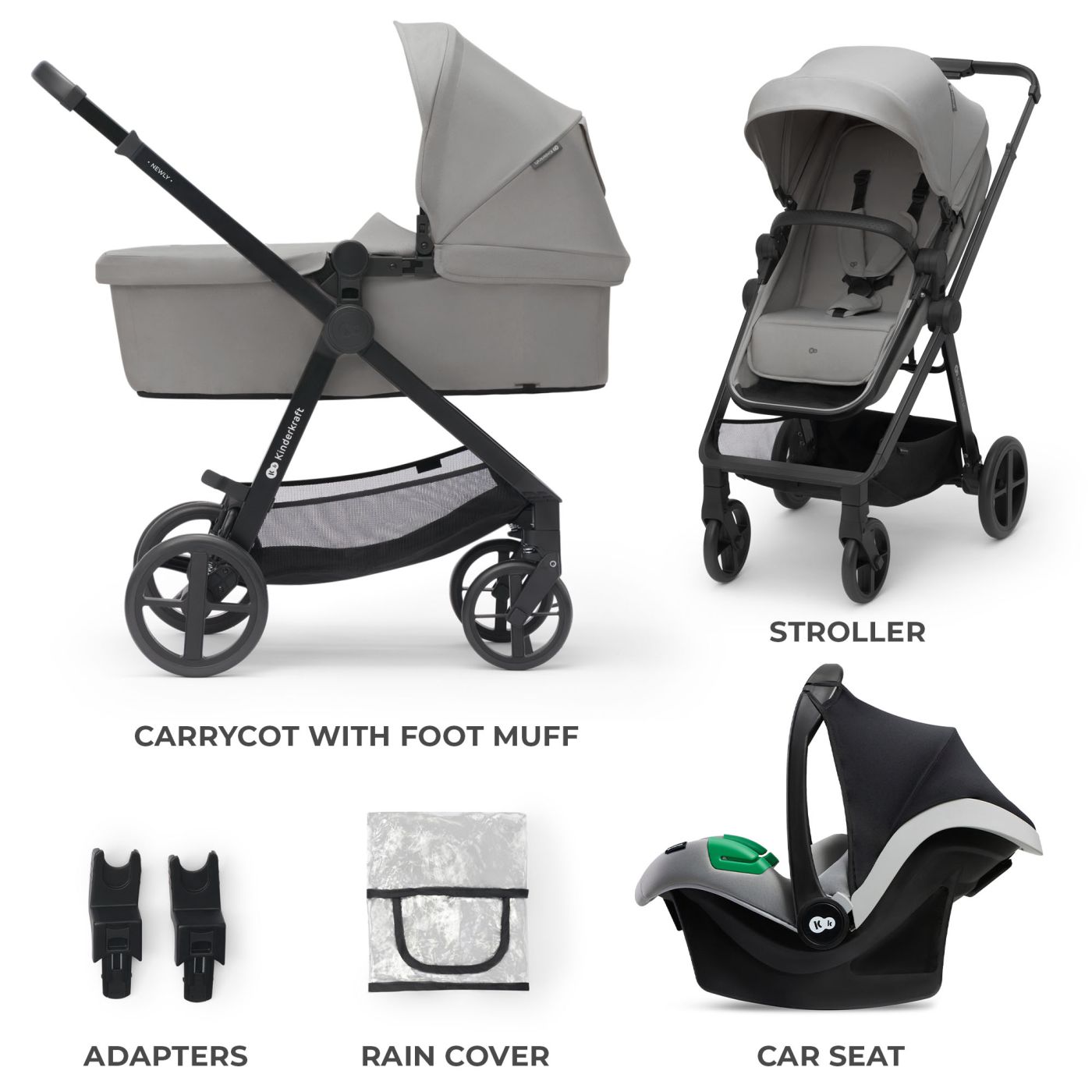 CARUCIOR KINDERKRAFT NEWLY, 3 IN 1, LIGHT GREY - imagine 12