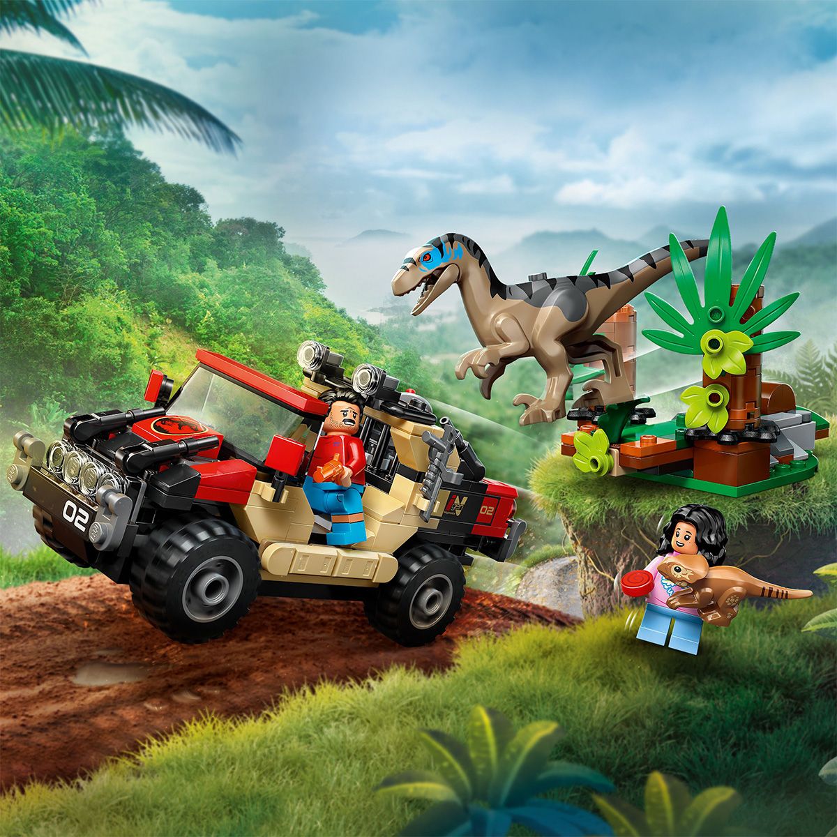 LEGO JURASSIC WORLD RENASTEREA EVADARE OFF-ROAD DIN CALEA UNUI VELOCIRAPTOR 76972 - imagine 5