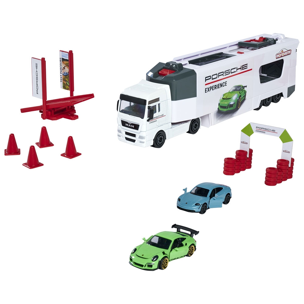 Camion Majorette MAN Tgx Porsche Experience cu 2 masinute Camion Majorette MAN Tgx Porsche Experience cu 2 masinute