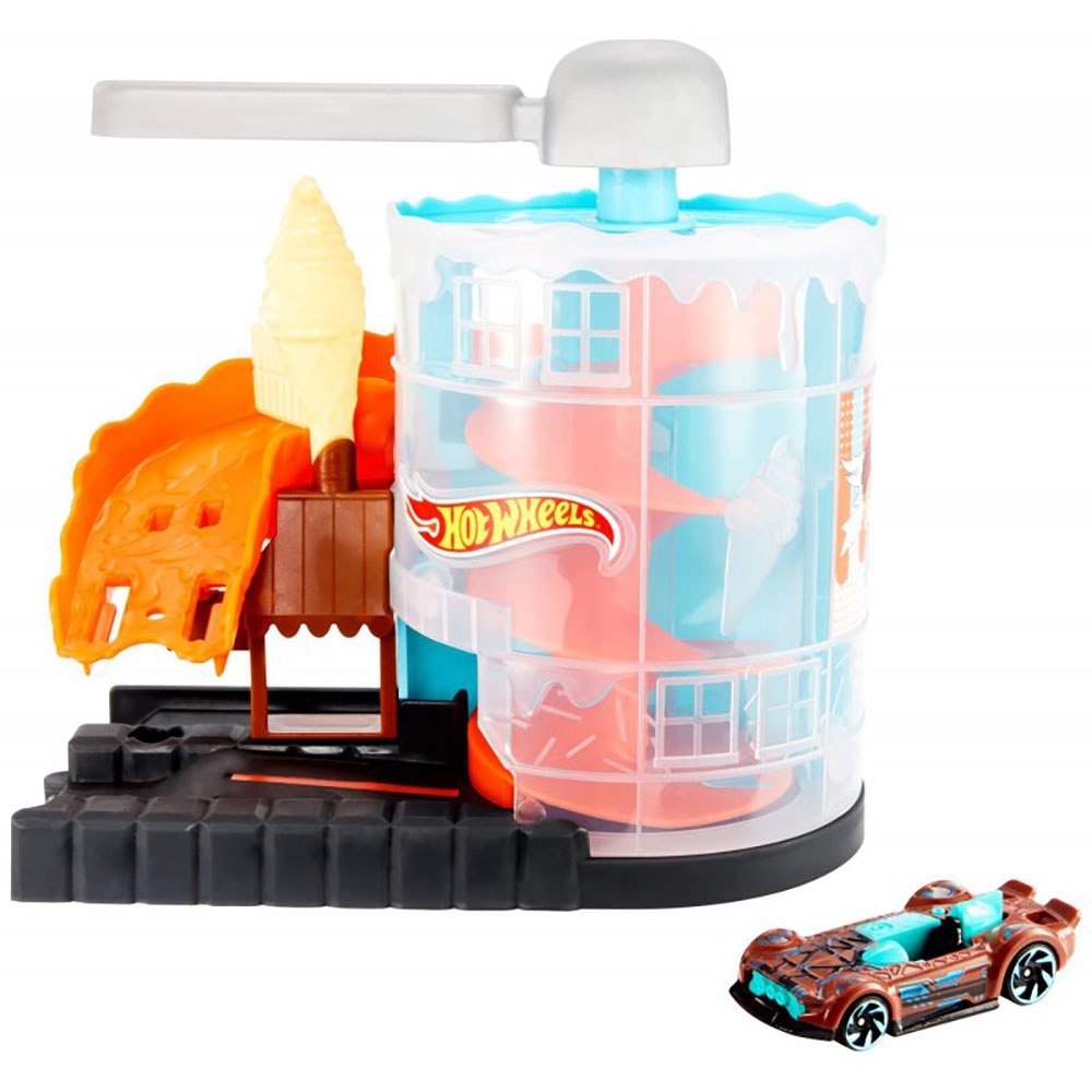 Pista de masini Hot Wheels by Mattel City Downtown Ice Cream Meltdown cu masinuta Pista de masini Hot Wheels by Mattel City Downtown Ice Cream Meltdown cu masinuta