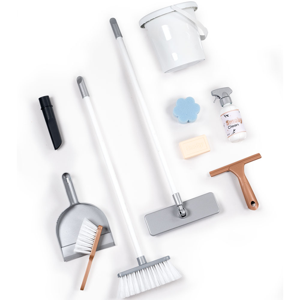 Set curatenie cu troller si aspirator vertical Smoby Rowenta maro cu 10 accesorii - imagine 2