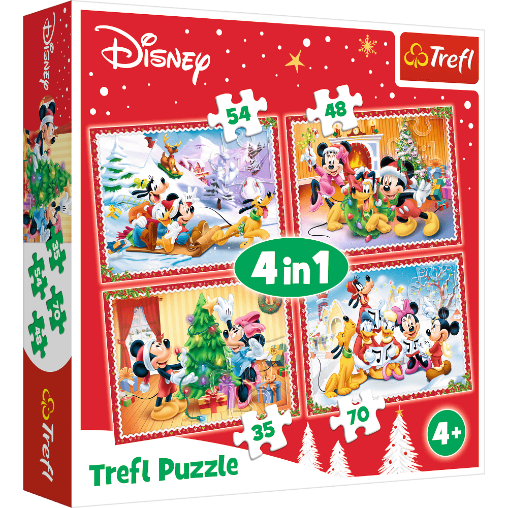 Set puzzle 4 in 1 Trefl Disney, Sarbatoarea Craciunului, 1×35 piese, 1×48 piese, 1×54 piese, 1×70 piese Set puzzle 4 in 1 Trefl Disney, Sarbatoarea Craciunului, 1×35 piese, 1×48 piese, 1×54 piese, 1×70 piese