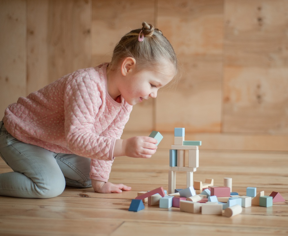 Jucarie din lemn, Cubika, Kit 50 de piese de constructie - Pastel - imagine 4