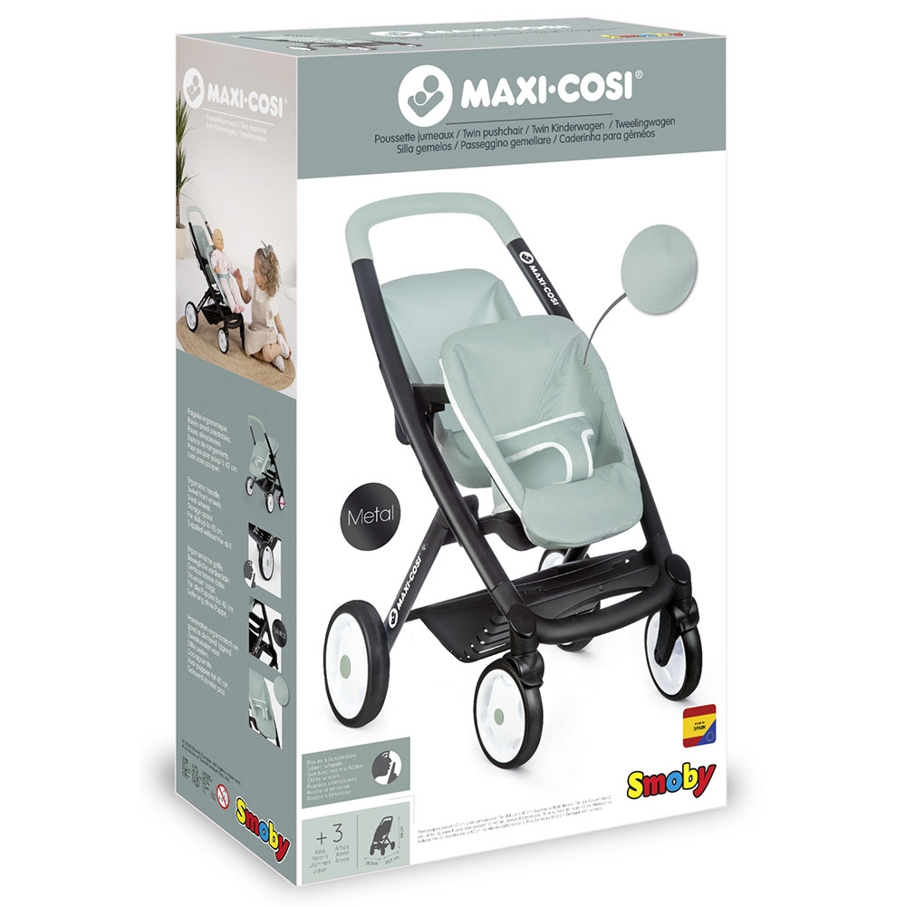 Carucior pentru papusi Smoby Maxi Cosi Twin albastru - imagine 5
