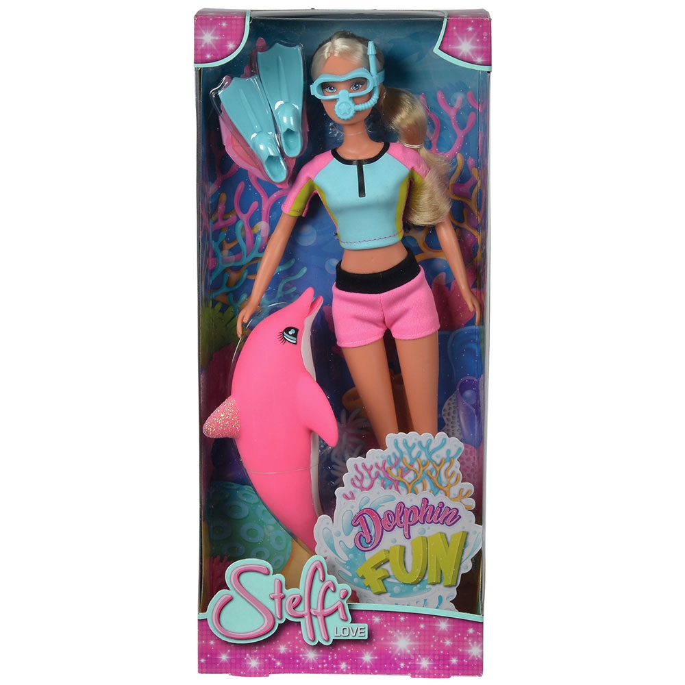Papusa Simba Steffi Love Dolphin Fun 29 cm cu delfin si accesorii - imagine 2