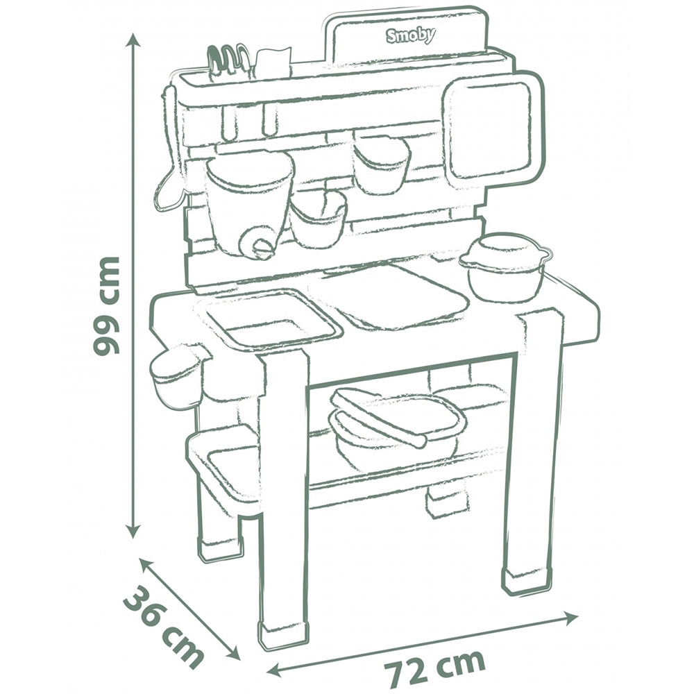 Bucatarie Smoby Mud Kitchen cu 15 accesorii Bucatarie Smoby Mud Kitchen cu 15 accesorii